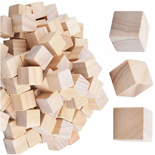 100 Stück Holzklötze, 2 Cm Kleine Holzwürfel, DIY-Holzwürfel, Fein Geschliffene, Unlackierte Holzklötze für Kunsthandwerk und Heimdekoration von GLOGLOW