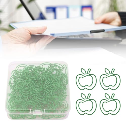 100 Stücke Obst Form Papierclips, Dekorative Eisen Büroklammern Set Dekorative Lesezeichen Planer Clip Metall Bindemittel Seite Markierung mit Transparenter Box (Cyan) von GLOGLOW