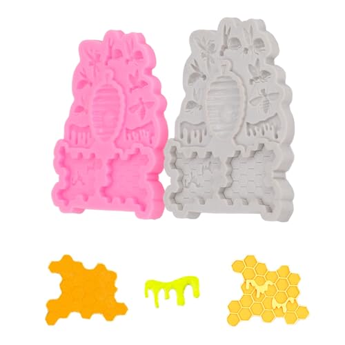 2-teiliges Fondant-Formen-Set, Schokoladen-Zucker-Dekorations-Kuchenform, Bienenstock-Form, Silikonform-Set, Schokoladenkuchen-Bastelformen für Schokolade, Fondant, Seife, von GLOGLOW
