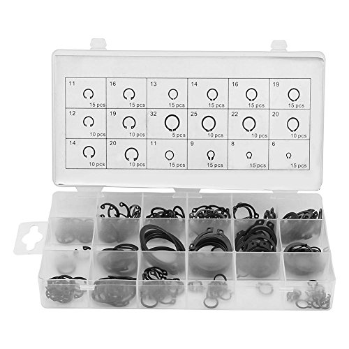 GLOGLOW 225pcs Portable interne & externe Snap Haltering Sicherungsring Sortiment Box Set 18 Größen mit Kunststoff-Box von GLOGLOW