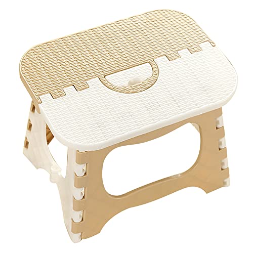 Faltbarer Kunststoff-Hocker für Kinder und Erwachsene – tragbares und niedliches Design – praktischer Outdoor-Angelhocker – Beige (tragbar, beige) von GLOGLOW