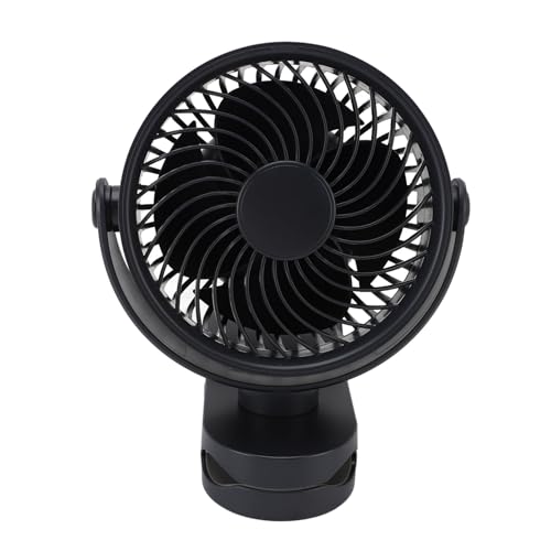 GLOGLOW 360 ° Rotatable Kleiner Verstellbarer Lüfter 360 ° Rotationsclip auf Lüfter USB Wiederaufladbar 4 Geschwindigkeiten Ruhiger Betrieb mit und Wandhalterung für Home Office (BLACK) von GLOGLOW