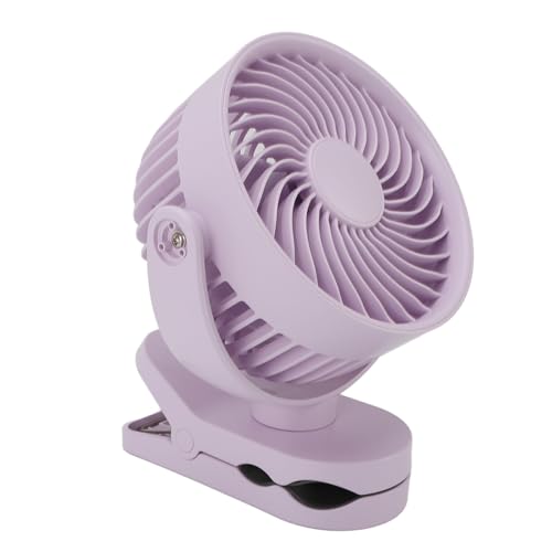 GLOGLOW 360 ° Rotatable Kleiner Verstellbarer Lüfter 360 ° Rotationsclip auf Lüfter USB Wiederaufladbar 4 Geschwindigkeiten Ruhiger Betrieb mit und Wandhalterung für Home Office (PURPLE) von GLOGLOW