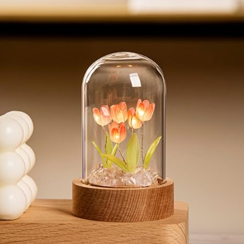 GLOGLOW Dekorative LED-Tischlampe mit Tulpennachtlichtern für romantische Atmosphäre - Perfekte Wahl - Kunststoff, 120g (rot) von GLOGLOW