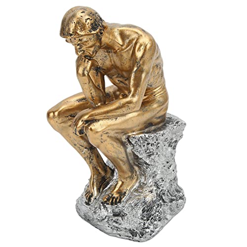 GLOGLOW Denker-Statue, Moderne Abstrakt Denkende Mann-Statue, Kunstharz-Skulptur, Ornament für Kunst, Zuhause, Büro, Tisch, Schreibtisch, Bücherregal, Dekoration, 9,84 X 3,94 Zoll von GLOGLOW