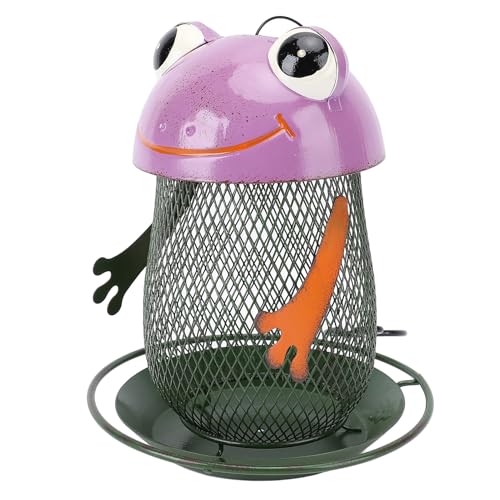 GLOGLOW Froschform Top Iron Art Bird Feeder, Solarbetriebene Hängende Wildvogelfutterlantern mit S Hook Outdoor Dekoration für Gartenbalkon von GLOGLOW