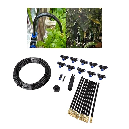 GLOGLOW Garten-Sprinklersystem-Set für den Garten, Oberirdisches Sprinklersystem, Bewässerung, Schwarzer Sprinkler, Biegbare und Verstellbare Düse (EU-Standard) von GLOGLOW