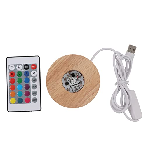 GLOGLOW LED-Lichtsockel, Holz-Lichtständer-Basis Bunte LED-Lichter mit Fernbedienung für -Kristallglas-Harz-KunstDisplaypodeste von GLOGLOW