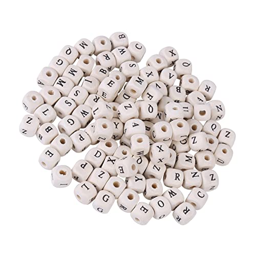 GLOGLOW Maple Square Perlen 100pcs Ahornbuchstaben Würfel Perlen, Leichte Quadratperlen für Armbänder Halsketten Crafts Scrapbooking Aktivitäten Kleidungszubehör Accessoires von GLOGLOW