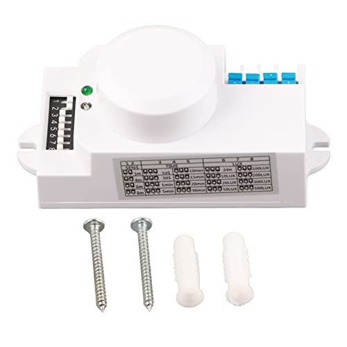 GLOGLOW Mikrowellen-Bewegungs Sensor Lichtsc Halter 5,8 GHz 360 Grad Erkennung Energie Sparend mit Einstellbarem Zeit Verzögerung Abstands Sensor für Home Hotel Garage Keller (12-24V SK-807K-DC) von GLOGLOW