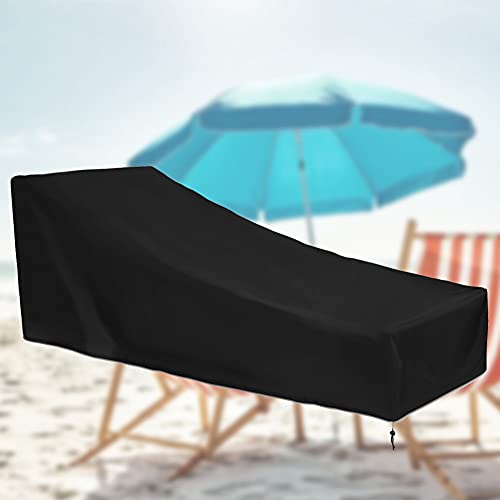 GLOGLOW Outdoor Chaise Deckel Wasserdichte Anti-Romination-Stuhl Abgedeckt, Vollständiger Schutz für Alle Stationen, Leicht zu Lagern, aus Oxford-Stoffmaterial Hergestellt (210d schwarz) von GLOGLOW