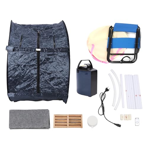 GLOGLOW Personal Steam Sauna Box, Tragbares Persönliches Dampf -Sauna -Kit mit 90 -minütiger Timer 800W Bequemer Dampfgeneratorstuhl Enthaltene Sauna Box für Zuhause (EU -Stecker 220 V) von GLOGLOW