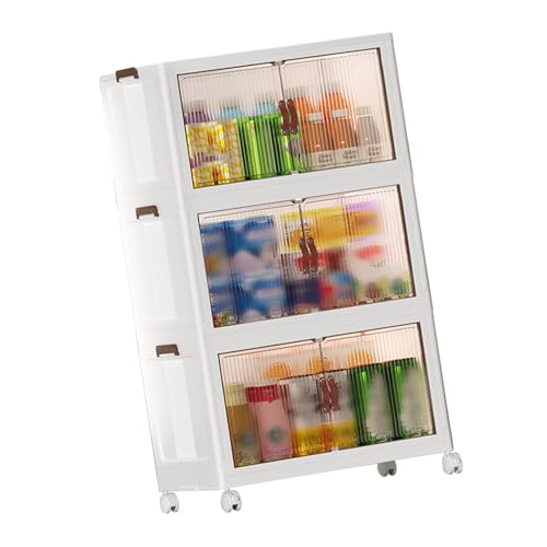 GLOGLOW Plastik -Babygarderobe Klappstaderschrank, Platzsparende Dauerhafte Plastikdesign Multifunktional Babygarderobe für Wohnzimmer Schlafzimmer Kindergarten Snacks Lieferungen Aufbewahrung (3 von GLOGLOW