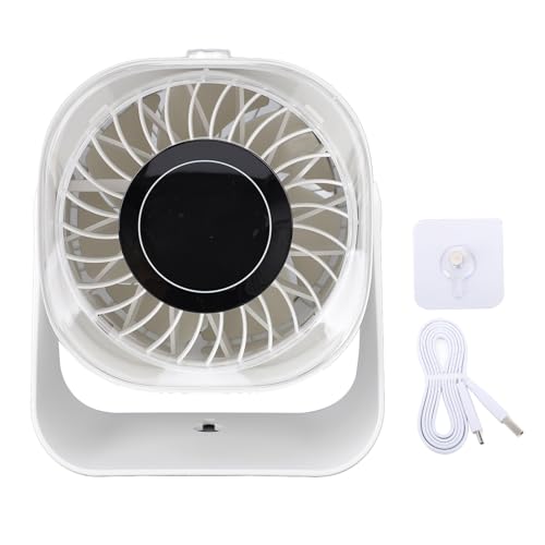 GLOGLOW Schreibtischventilator mit 100 Geschwindigkeiten, Einstellbar, 100-Gang-Ventilator mit Digitalanzeige, 220° Einstellbar, Tragbar, Wiederaufladbar, mit Stufenloser (WHITE) von GLOGLOW