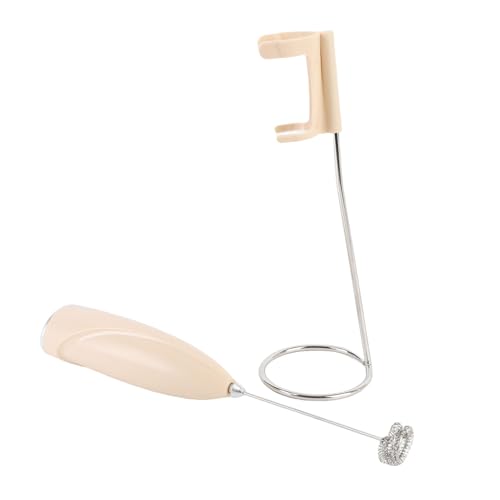 GLOGLOW Schwarzer Handheld Electric Foam Maker Tragbare Milch Kumpel Batterie mit Robustem Ständer für Kaffee Heißes Schokoladenei -Peitschen (Aprikose) von GLOGLOW