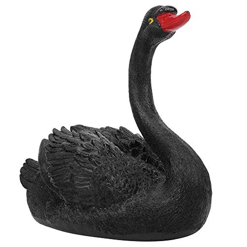 GLOGLOW Simulationsschwan-Dekoration, 19,5 cm Schwimmende Schwarze Schwan-Harzdekoration für den Außenbereich, Rasen, Garten, Innenhof von GLOGLOW