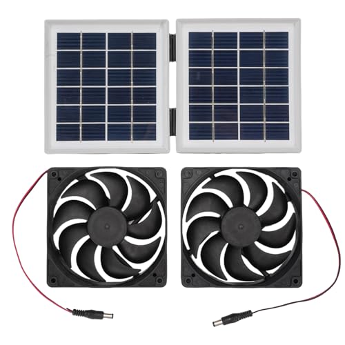 GLOGLOW Solar Betriebener Auspuff Ventilator Solar Lüfter Solar Auspuff Lüfter Kit mit 10W Faltbarem Solar Panel für Outdoor Hühnerstall Gewächshaus Schuppen Haustier Haus Dachgeschoss (White) von GLOGLOW