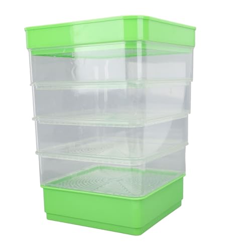 GLOGLOW Stapelbares Sprossen-Set, 4 Schichten Sprossenschalen Microgreens Anzuchtschalen Netz Keimschale Sprossen Anzuchtset für Sojasprossen Gartenanfänger (Ohne Sonnenschirm) von GLOGLOW