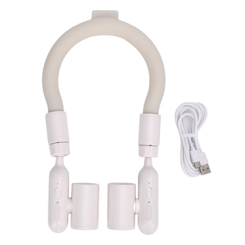 GLOGLOW Tragbarer Nackenlüfter 360 ° Kühlrohr Blattlosen Tragbarer Nackenkühlung Persönlicher Lüfter USB Wiederaufladbar 3 Geschwindigkeiten für Innen- und Reisesport Im Freien (WHITE) von GLOGLOW