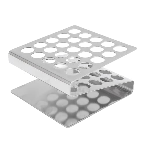 GLOGLOW Z Form Testrohr Rack Edelstahl -Testrohrregal, Z -Form 25 Löcher Stabiler Stackleber Testrohrhalter für Chemie Biologie Labor Labor Home Science Experimente Schullieferungen von GLOGLOW