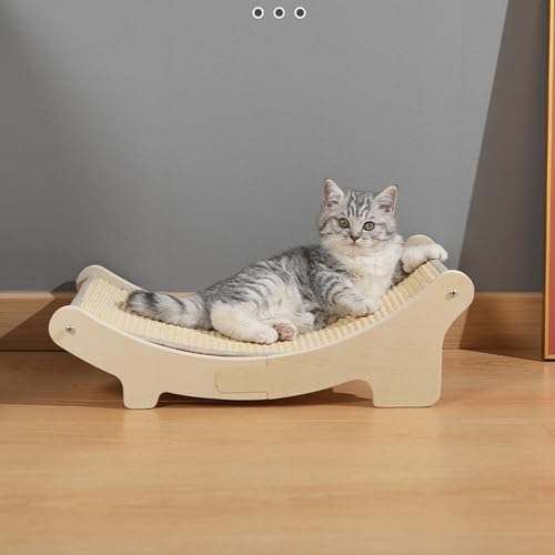 GLOGLOW Holzkatze Hängemattenbett, Robuste Konstruktion Gemütlicher Rastplatz Modernes Holzkatze Kratzbett Leicht zu Katzenbett für Katzenwandmöbel Einzustellen von GLOGLOW