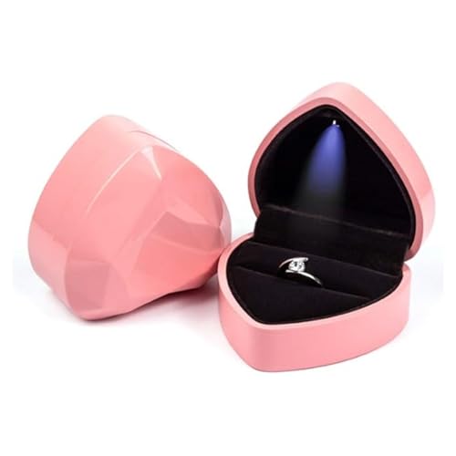 Luxus-Ringbox mit LED-Licht, Ringetui für Hochzeit in Herzform, Futter aus Samt, Geschenkbox für Schmuck, Zubehör für Theke für Anfragen Luxus-Ringbox mit LED-Licht, Ringetui für Hochzeit in Herzform, Futter aus Samt, Geschenkbox für Schmuck, Zubehör für Theke für Anfragen von GLOGLOW