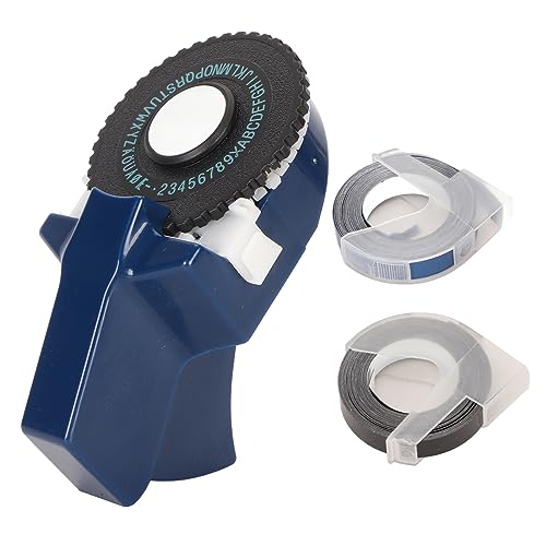Manueller Etikettendrucker, Geprägter Etikettendrucker, Tintenlos, Ergonomisches Design mit Bändern Zum Basteln (Dunkelblau) von GLOGLOW