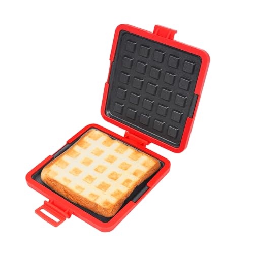 Mikrowelle Toastie Maker, Schneller Kochen Frühstück Gegrillte Käse Snacks Spülmaschine Sichere Drahtlose Silikon Schutz Non-Stick Teller Maschine für Zuhause (rot) von GLOGLOW