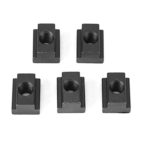 GLOGLOW 5 Stück T-Nut-Muttern aus Stahl, Schwarz, M8, ISO Metric, Klasse 4A, Rechtsgewinde, 8 Millimeter, Industriell, von GLOGLOW