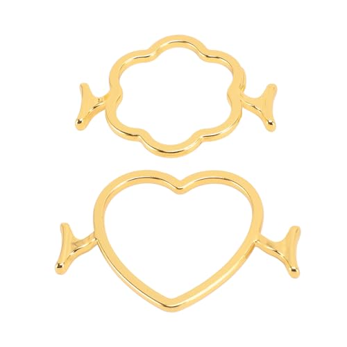 Wachssiegel-Stempelring-Set, 2 Stück, Herz-Blumen-Wachssiegel-Formen-Set, Zinklegierung, Herz-Blumen-Form, Gold. Erstellen Sie Wunderschöne Siegelringe-Set für 2,5 Cm von GLOGLOW