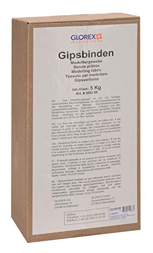 GLOREX 6 9502 86 - Gipsbinden Großpackung 5 kg, Modelliergewebe ideal für den Modellbau, Masken, Dekorationen und für den Abdruck vom Babybauch von GLOREX