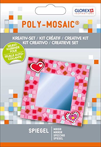 GLOREX Poly-Mosaic Creativ-Set Spiegel Herzen, Kunststoff, Mehrfarbig, 17 x 11.6 x 1.5 cm von GLOREX