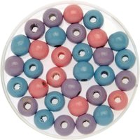 Glorex Holzperle rosa / flieder / blau 6 mm Perlen von GLOREX GMBH