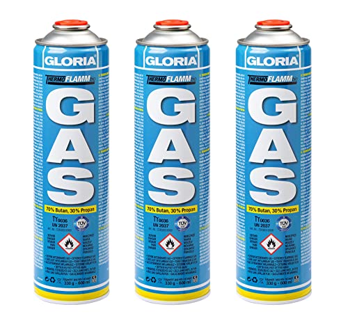 GLORIA Universal Gas-KARTUSCHEN 3 x 600ml | für Thermoflamm | Camping | Unkrautbrenner | Unkrautvernichter | Gaskocher | Gasbrenner | Abflammgerät | Universal-Druckgasdose | 70% Butan, 30% Propan GLORIA Universal Gas-KARTUSCHEN 3 x 600ml | für Thermoflamm | Camping | Unkrautbrenner | Unkrautvernichter | Gaskocher | Gasbrenner | Abflammgerät | Universal-Druckgasdose | 70% Butan, 30% Propan von Gloria