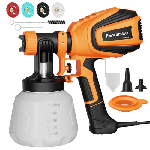 Farbsprüher HVLP 700W, Elektrisches Sprühgerät mit 1200ML Behälter, 1000ML/Min Durchfluss, 4 Düsen & 3 Sprühmuster, Einstellbarer Fluss, inklusive Reinigungs- und Blasdüsen Farbsprüher HVLP 700W, Elektrisches Sprühgerät mit 1200ML Behälter, 1000ML/Min Durchfluss, 4 Düsen & 3 Sprühmuster, Einstellbarer Fluss, inklusive Reinigungs- und Blasdüsen von GLORITY
