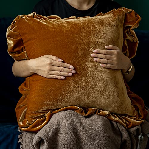 GLORY SEASON Kissenbezug aus weichem Samt, luxuriös, quadratisch, für Sofa, Schlafzimmer, Bauernhof, 2,45 x 45 cm, goldenes Kamel von GLORY SEASON