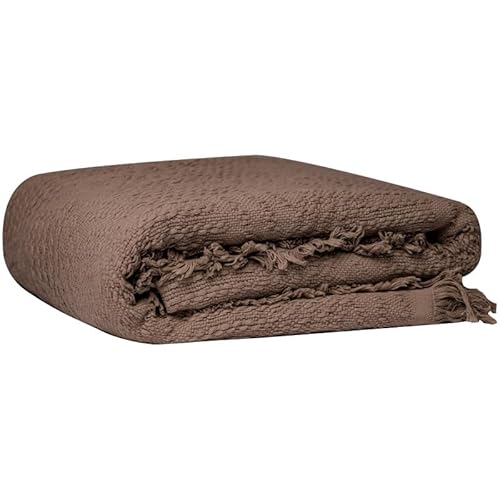 GLORY SEASON Überwurfdecke aus 100% Baumwolle mit Fransen und Quasten, für Bett, Couch und Wohnzimmer, Sofa, Stuhl, 127 x 152 cm, dunkle Schokolade von GLORY SEASON