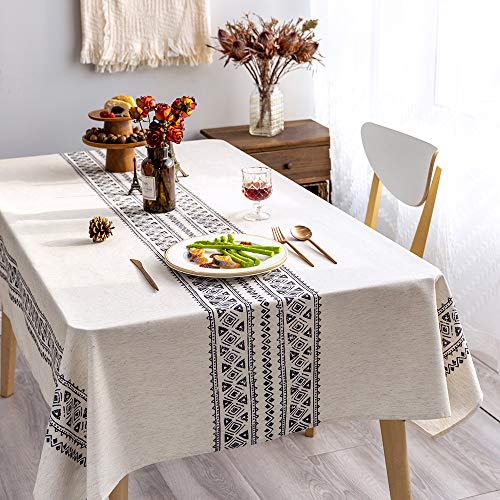 Glory Season Tischdecke Leinenstoff dekorativ 55 x 102 cm rechteckig bedrucktes Muster geometrisches Design lichtecht waschbare Tischabdeckung für Küche Esstisch von GLORY SEASON