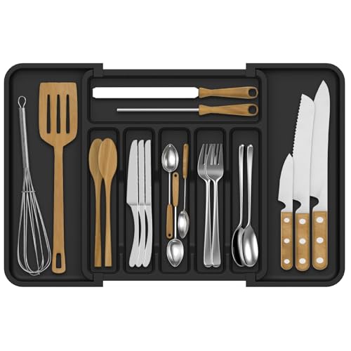 GLOSKIN Besteckkasten für Schubladen, Schubladeneinsatz Küche mit 8 Extra-Großen Fächern, 37 * 32 cm Silikonschale, für Die Cutlery Organizer,Schubladenorganisation, Schwarz GLOSKIN Besteckkasten für Schubladen, Schubladeneinsatz Küche mit 8 Extra-Großen Fächern, 37 * 32 cm Silikonschale, für Die Cutlery Organizer,Schubladenorganisation, Schwarz von GLOSKIN
