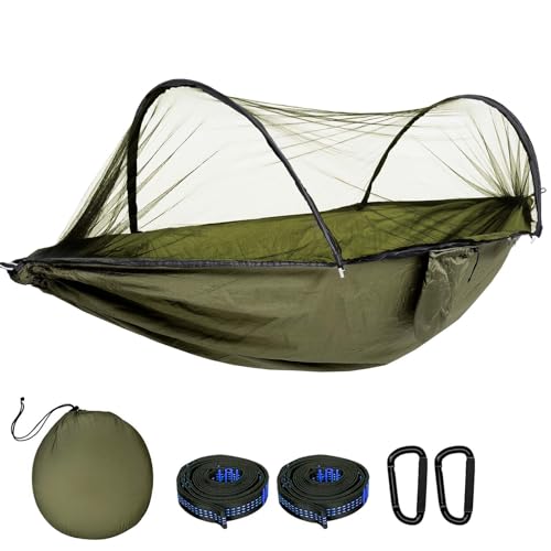 GLOSKIN Hängematte,270 x 140 cm,Ultraleichte Hängematte Outdoor,Hängematte Mit Moskitonetz,Robuste und Langlebige Hängematte Mit Aufbewahrungstasche,Geeignet für Garten,Camping,Balkon,Innenhof,Strand von GLOSKIN