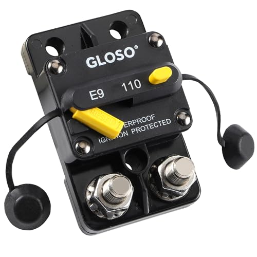 GLOSO Leistungsschalter Manuell Reset Schutzschalter Sicherungsautomat Wasserdichtes Boot Kfz Batterie Auto Lastwagen 110 Ampere E9C von GLOSO