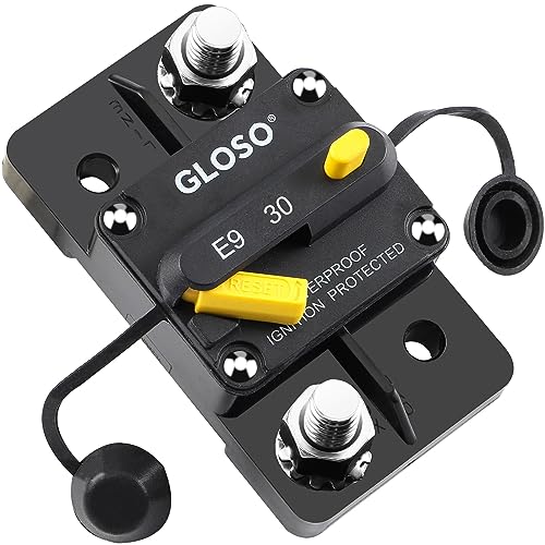 GLOSO Leistungsschalter Manuell Reset Schutzschalter Sicherungsautomat Wasserdichtes Boot Kfz Batterie Auto Lastwagen 30 Ampere E99 von GLOSO