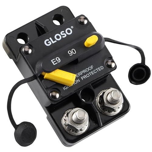 GLOSO Leistungsschalter Manuell Reset Schutzschalter Sicherungsautomat Wasserdichtes Boot Kfz Batterie Auto Lastwagen 90 Ampere E9C von GLOSO