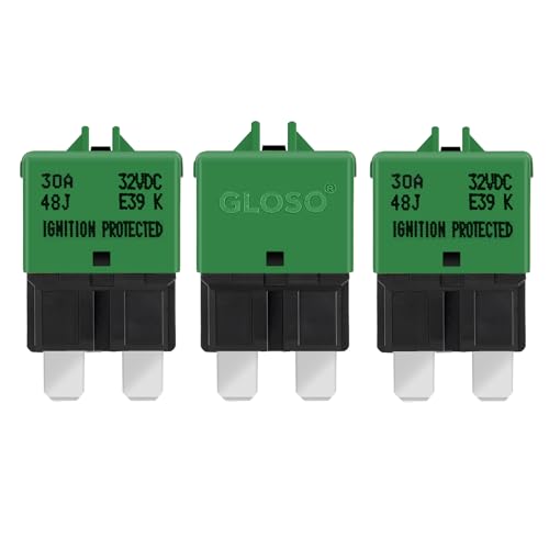 GLOSO flachsicherungen Autosicherungen Sicherungen für KFZ Auto Wohnmobil Boot Motorrad Manuelles Zurücksetzen 3 Stück 30A E39 von GLOSO