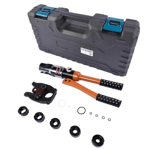 Presswerkzeug V-Kontur Profi Presszange (hydraulisch) 12-15-18-22-28 Set Presswerkzeug mit 360° drehbarem Kopf GLOSSY AUTO PARTS von GLOSSY AUTO PARTS