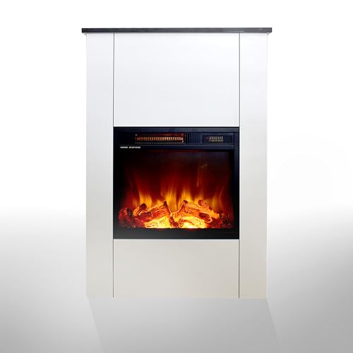 GLOW FIRE Elektrokamin mit Heizung und Kaminfeuer (Standkamin THASOS) - elektrischer Kamin mit LED-Licht, Heizlüfter, Holz-Deko & Fernbedienung, max. 1500 W - 100x65x24 cm, Weiß von GLOW FIRE