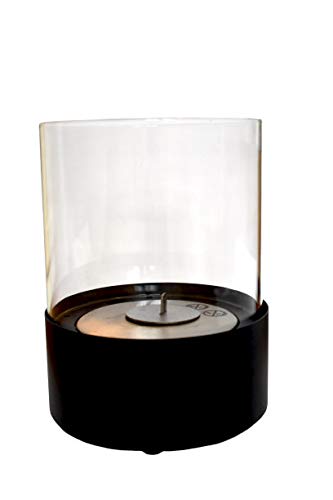 GLOW FIRE Ethanol Tischkamin EMMA (rund) - stilvolles Tischfeuer Outdoor & Indoor mit langer Brenndauer und TÜV-Zertifikat - Deko-Kamin für Tisch, Garten oder Balkon, 27x20,5 cm - Schwarz von GLOW FIRE