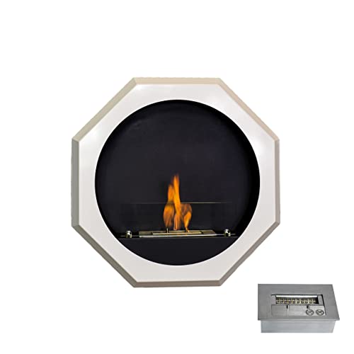 GLOW FIRE Ethanolkamin Wall oval, Bioethanol-Ofen, Ethanol Wandkamin, 6h Brenndauer, weiß von GLOW FIRE