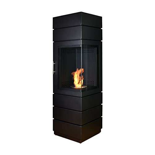 GLOW FIRE Ethanol Kaminofen MORA (freistehender Standkamin) - Bioethanol Kamin, 4 Stunden Brenndauer und 2 kW Heizleistung, 40x140x40 cm – Schwarz von GLOW FIRE