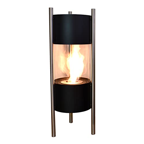 GLOW FIRE Visby Ethanol Ofen, Bioethanol-Ofen vollverglast, Ethanol Kamin freistehend mit 6h Brenndauer und 2 KW Heizleistung, Kaminofen Schwarz von GLOW FIRE